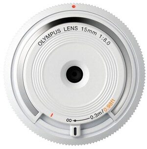 olympus 15mm f8.0 body cap lens white
