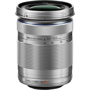 om system 40 150mm f4.0 5.6 r micro four thirds lens silver
