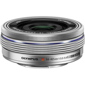 om system m.zuiko 14 42mm f3.5 5.6 ez pancake micro four thirds lens silver