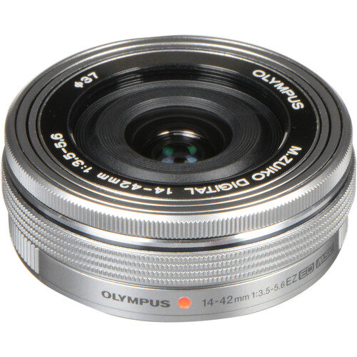 om system m.zuiko 14 42mm f3.5 5.6 ez pancake micro four thirds lens silver