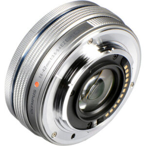 om system m.zuiko 14 42mm f3.5 5.6 ez pancake micro four thirds lens silver