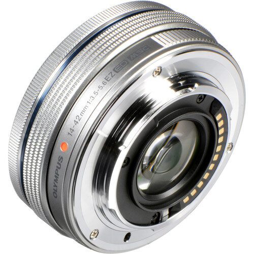 om system m.zuiko 14 42mm f3.5 5.6 ez pancake micro four thirds lens silver
