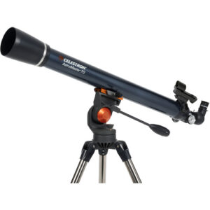 celestron 70mm astromaster 2.7" refractor with moon filter, and smartphone adapter