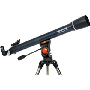 celestron 70mm astromaster 2.7" refractor with moon filter, and smartphone adapter