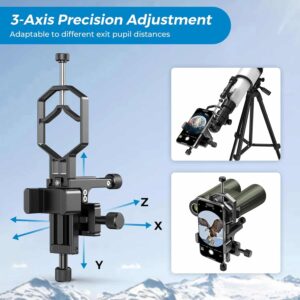 apexel 3 axis smartphone adapter 20 60mm apl f003 for spotting scopes, telescopes, binoculars & microscopes